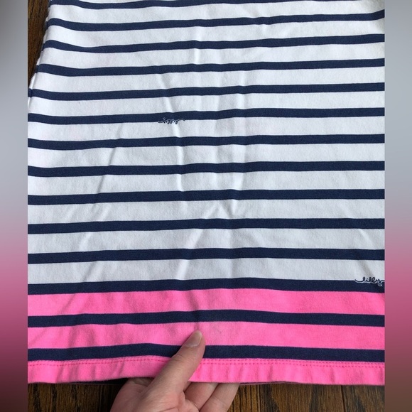 Lilly Pulitzer Girls M (6-7) Little Devon Dress Resort White Serene Stripe - Picture 5 of 13